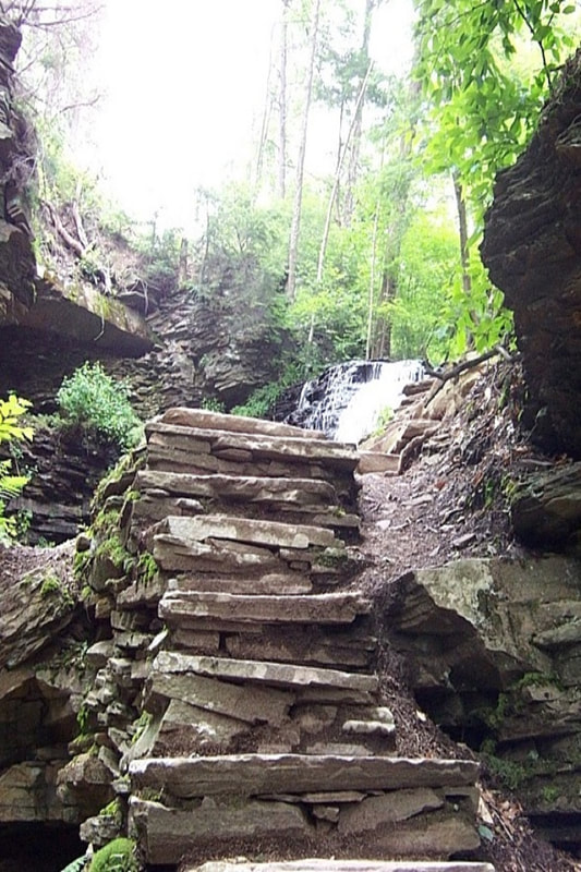 Rock steps up a hillside